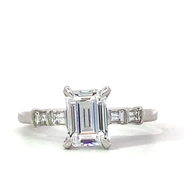 Gabriel & Co. 14 Karat White Gold Emerald Cut Baguette Sides Hidden Halo Semi-Mount Ring Saxons Fine Jewelers Bend, OR