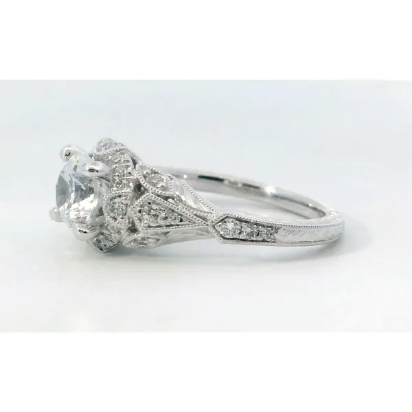 Gabriel & Co. 14 Karat White Gold Diamond Vintage Milgrain Semi-Mount Ring Image 2 Saxons Fine Jewelers Bend, OR