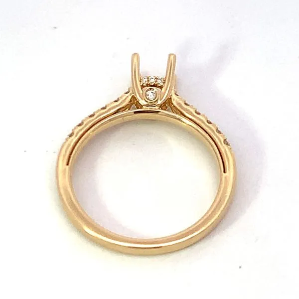 14 Karat Yellow Gold Diamond Half Hidden Halo Semi-Mount