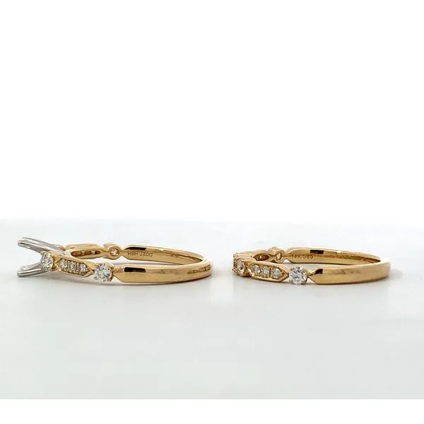 14 Karat Yellow Gold Diamond Alternating Semi-Mount Matching Band Image 2 Saxons Fine Jewelers Bend, OR