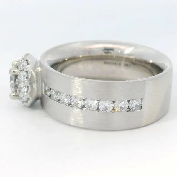 Gabriel & Co. 14 Karat White Gold Diamond Channel Set Halo Wide Band Semi-Mount Image 2 Saxons Fine Jewelers Bend, OR