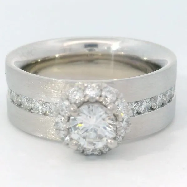 Gabriel & Co. 14 Karat White Gold Diamond Channel Set Halo Wide Band Semi-Mount Saxons Fine Jewelers Bend, OR