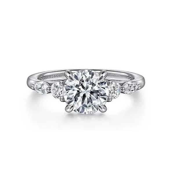 Gabriel & Co. 14 Karat White Gold Diamond Marquise Round Semi-Mount Ring Saxons Fine Jewelers Bend, OR