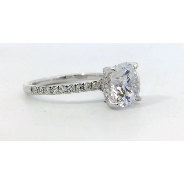 18K White Gold Diamond Lotus Hidden Halo Pavé Semi Mount Engagement Ring Setting Image 2 Saxons Fine Jewelers Bend, OR