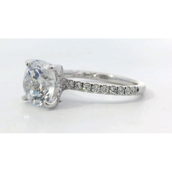 18K White Gold Diamond Lotus Hidden Halo Pavé Semi Mount Engagement Ring Setting Image 3 Saxons Fine Jewelers Bend, OR