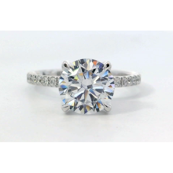 18K White Gold Diamond Lotus Hidden Halo Pavé Semi Mount Engagement Ring Setting Saxons Fine Jewelers Bend, OR
