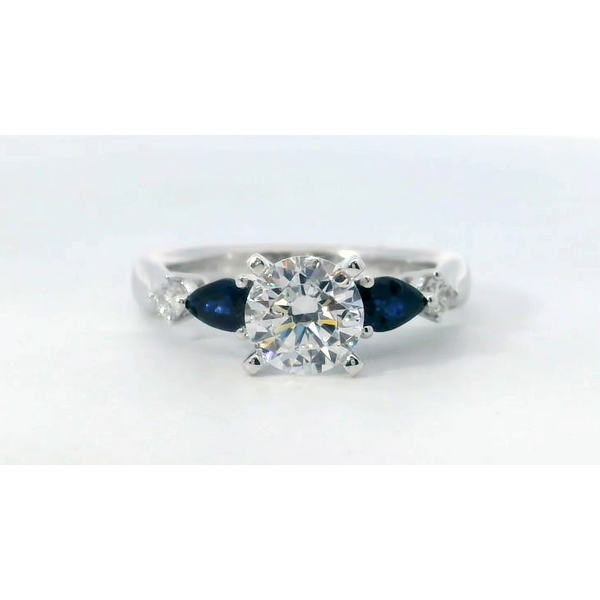 14 Karat White Gold Diamond Sapphire Semi-Mount Ring Saxons Fine Jewelers Bend, OR