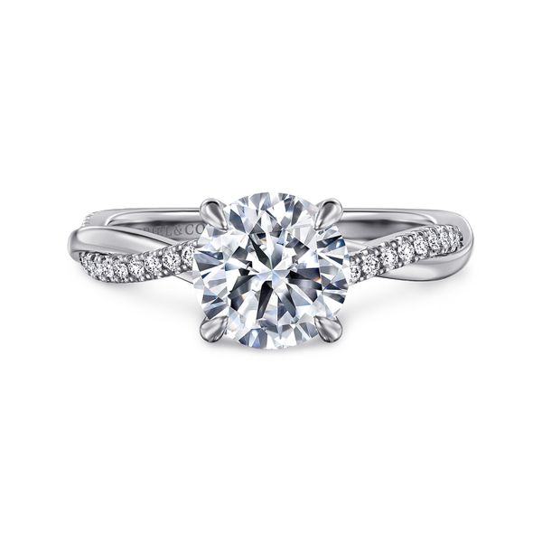 Gabriel & Co. 14K White Gold Round Twisted Shank Diamond Engagement Ring Semi Mount .15cttw Size 6.5 Saxons Fine Jewelers Bend, OR