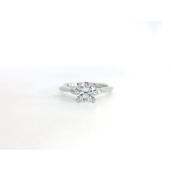 18K White Gold Diamond Three Stone Semi Mount Engagement Ring Setting Saxons Fine Jewelers Bend, OR