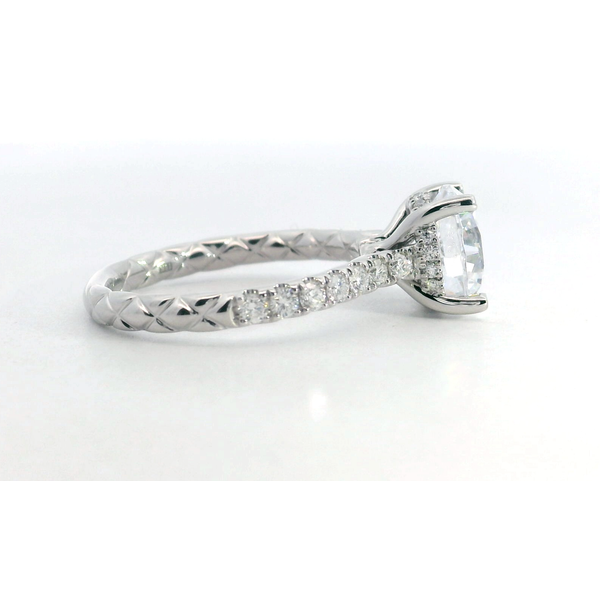 18K White Gold Diamond Hidden Halo Quilted Pavé Semi Mount Engagement Ring Setting Image 2 Saxons Fine Jewelers Bend, OR