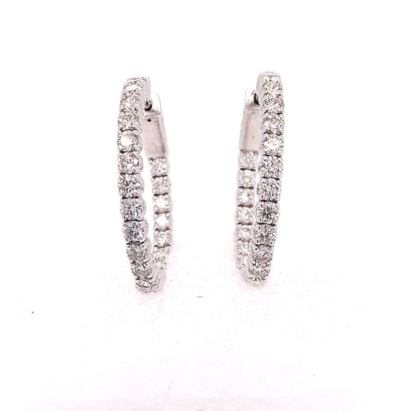 Saxons 14 Karat White Gold Diamond In and Out Hoops Image 2 Saxons Fine Jewelers Bend, OR