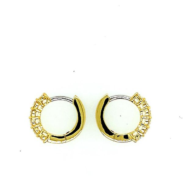 Yellow Gold Single Line and Diamond Earrings Image 2 Saxons Fine Jewelers Bend, OR
