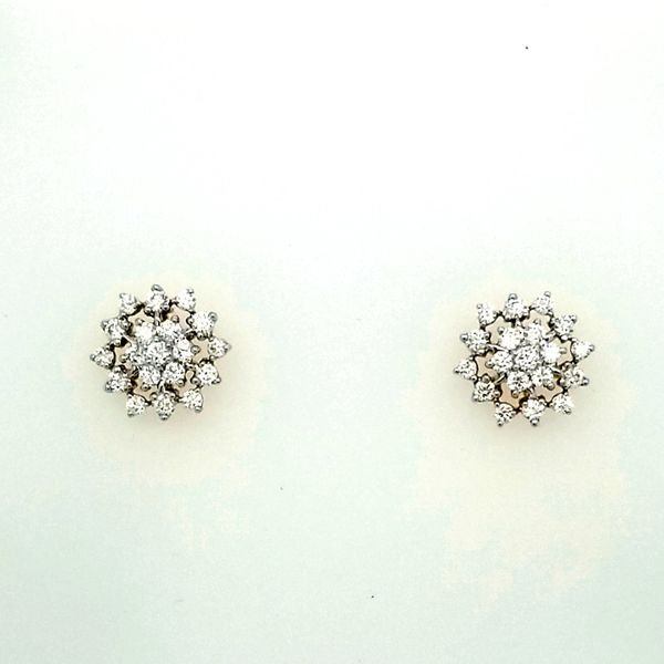Yellow Gold and Diamond Snowflake Studs Saxons Fine Jewelers Bend, OR