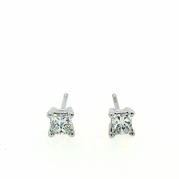 14 Karat White Gold Diamond Princess Cut Studs Saxons Fine Jewelers Bend, OR