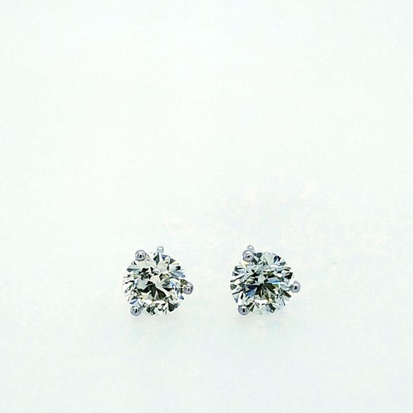 14 Karat White Gold Diamond Three Prong Studs Saxons Fine Jewelers Bend, OR