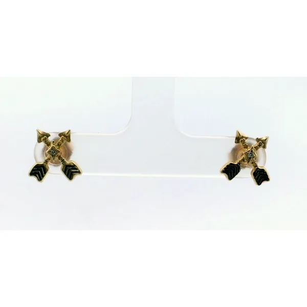 Armenta. 18 Karat Yellow Gold Crossed Arrow Diamond Stud Earrings Image 2 Saxons Fine Jewelers Bend, OR
