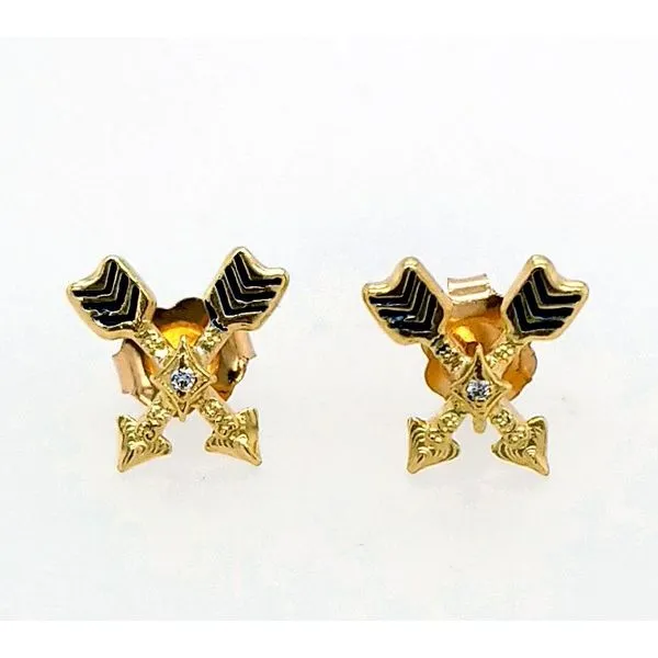 Armenta. 18 Karat Yellow Gold Crossed Arrow Diamond Stud Earrings Saxons Fine Jewelers Bend, OR