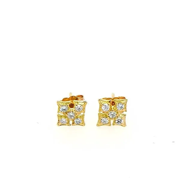 Armenta. 18 Karat Yellow Gold Crivelli Cross Diamond Stud Earrings Saxons Fine Jewelers Bend, OR