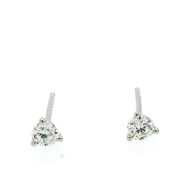 14 Karat White Gold 3 Prong Diamond Stud Earrings Saxons Fine Jewelers Bend, OR