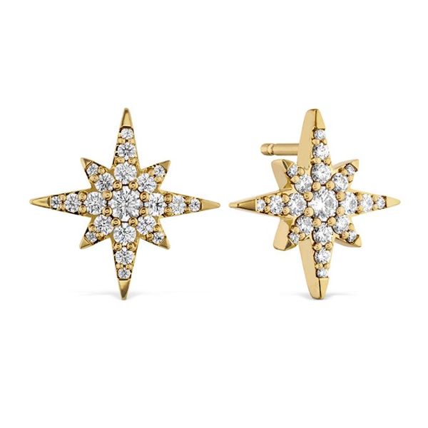 Hearts on Fire. 18 Karat Yellow Gold Charmed Starburst Earrings Saxons Fine Jewelers Bend, OR