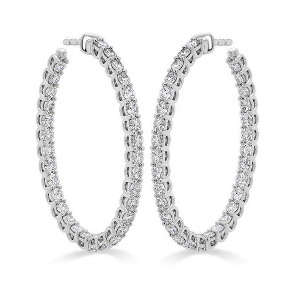 White Gold Diamond Earrings 'Signature Oval Hoops-Lrg' Saxons Fine Jewelers Bend, OR