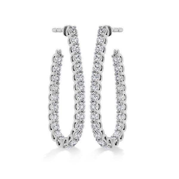 Hearts on Fire. 18 Karat White Gold Signature Pear Shaped Diamond Hoops Saxons Fine Jewelers Bend, OR