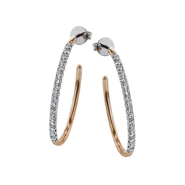 Simon G. 18 Karat White Gold/Rose Gold Diamond Hoop Earrings Saxons Fine Jewelers Bend, OR