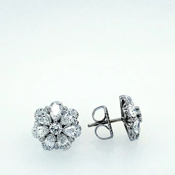 Platinum Diamond Pear Cut Flower Studs Image 2 Saxons Fine Jewelers Bend, OR