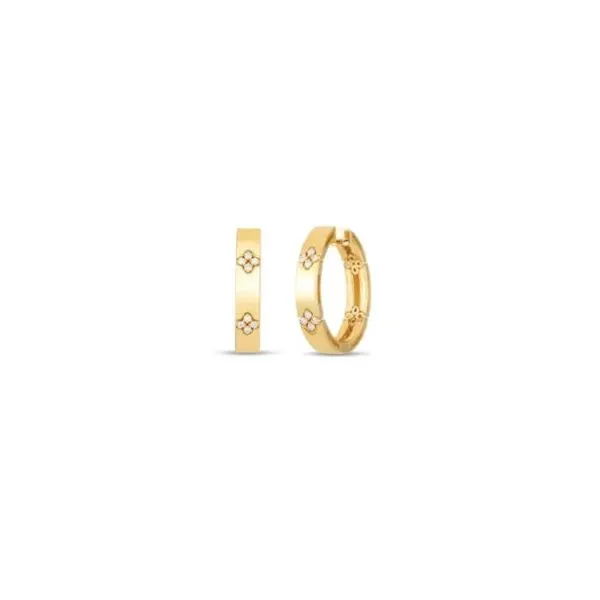 Roberto Coin. 18 Karat Yellow Gold Diamond in Verona Hoop Earrings Saxons Fine Jewelers Bend, OR
