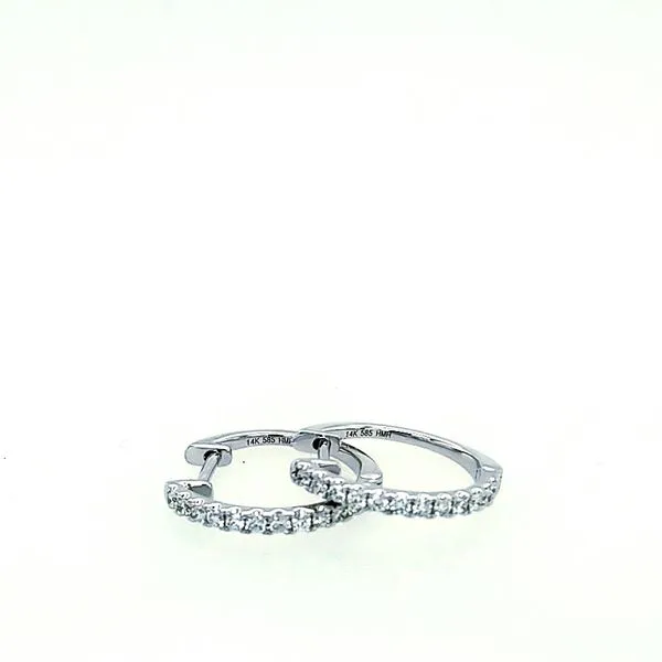 14 Karat White Gold Diamond Huggies Saxons Fine Jewelers Bend, OR