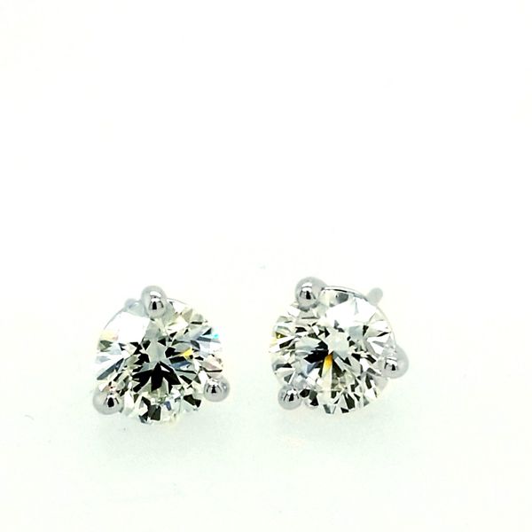 White Gold and Diamond Studs 3 Prong Saxons Fine Jewelers Bend, OR