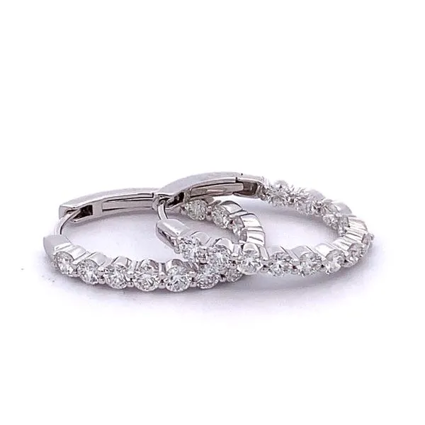 14 Karat White Gold Diamond Inside Out Hoops Saxons Fine Jewelers Bend, OR