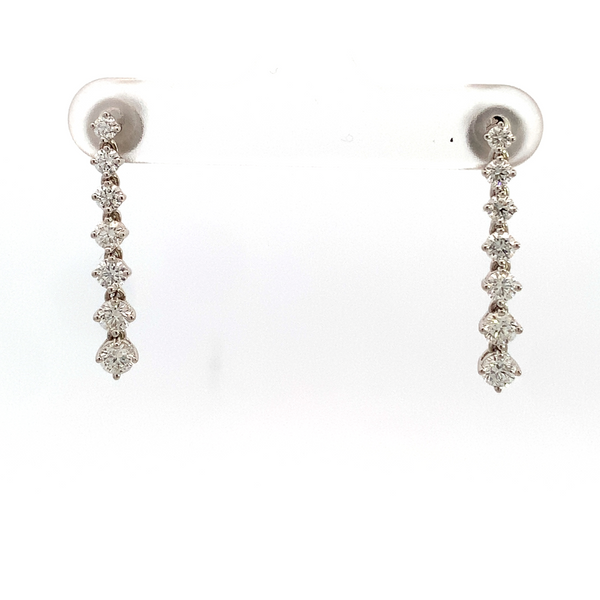 18 Karat White Gold Diamond Graduated Drop Earrings Saxons Fine Jewelers Bend, OR