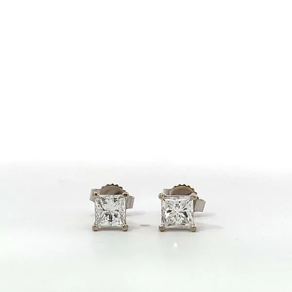 14 Karat White Gold Diamond Princess Cut Studs Saxons Fine Jewelers Bend, OR