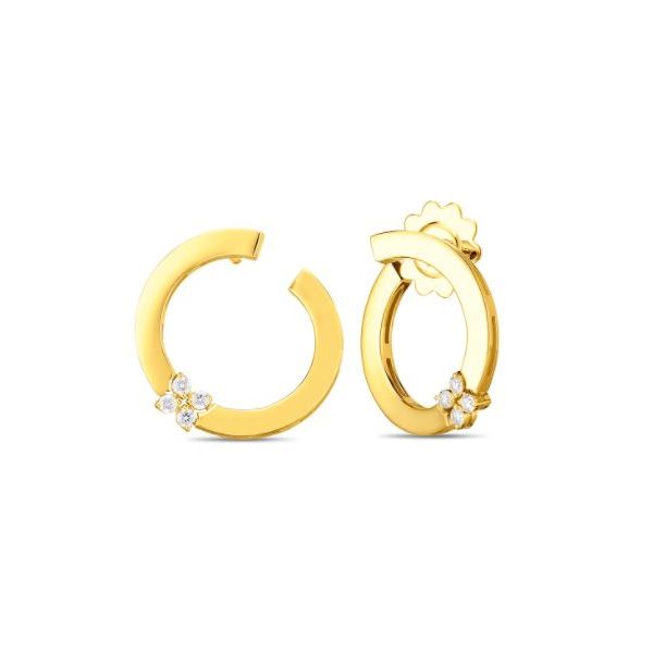 Roberto Coin. 18 Karat Yellow Gold Diamond Love in Verona Earrings Saxons Fine Jewelers Bend, OR