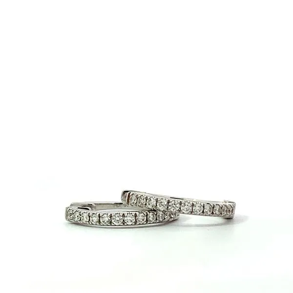 14 Karat White Gold Diamond Hoops Saxons Fine Jewelers Bend, OR