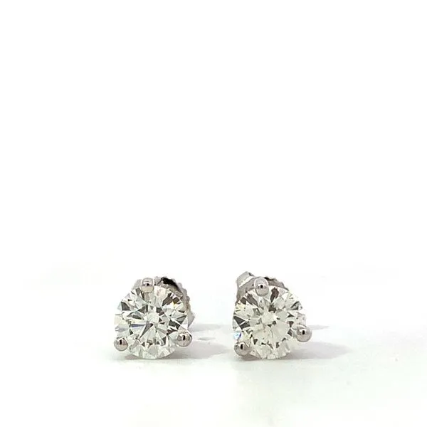 Hearts on Fire. 18 Karat White Gold Diamond Earrings Three-Prong Studs Saxons Fine Jewelers Bend, OR