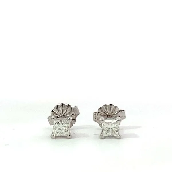 14 Karat White Gold Princess Cut Diamond Stud Single Saxons Fine Jewelers Bend, OR