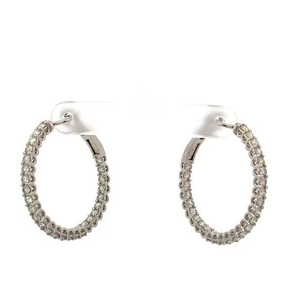 14 Karat White Gold Diamond Inside/Outside Hoops
