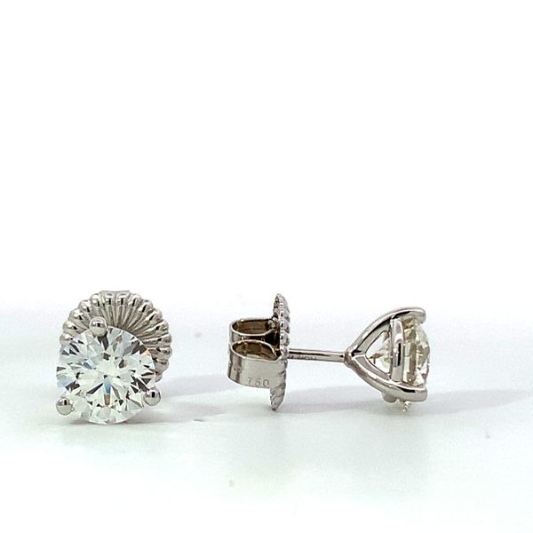 Hearts on Fire. 18 Karat White Gold and Diamond Studs 3 Prong Image 2 Saxons Fine Jewelers Bend, OR