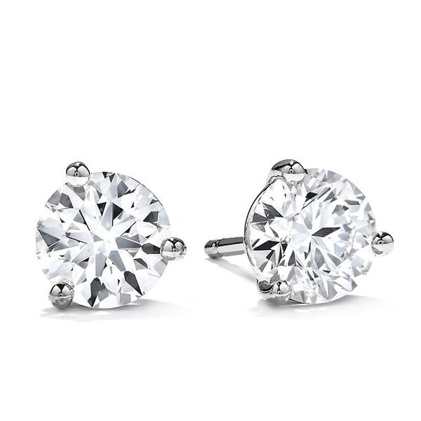 Hearts on Fire. 18 Karat White Gold Diamond 3 Prong Stud Earrings Saxons Fine Jewelers Bend, OR