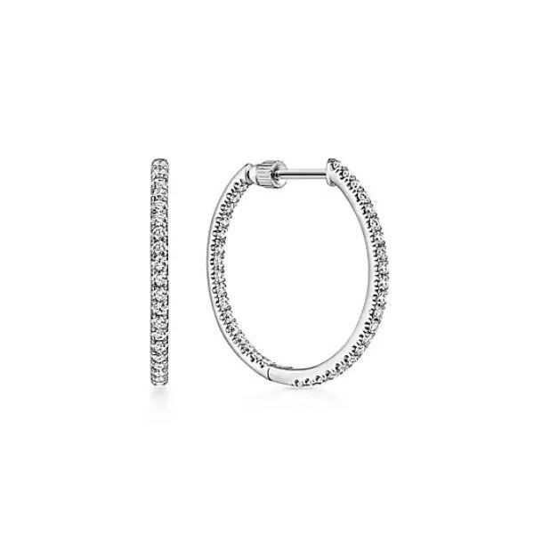 Gabriel & Co. White Gold Diamond French Pave Inside Outside Hoops Saxons Fine Jewelers Bend, OR