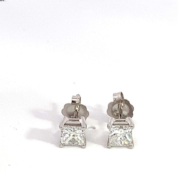 14 Karat White Gold Princess Diamond Studs Saxons Fine Jewelers Bend, OR
