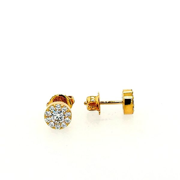 Hearts on Fire. 18 Karat Yellow Gold Fullfiilment Round Earrings Saxons Fine Jewelers Bend, OR