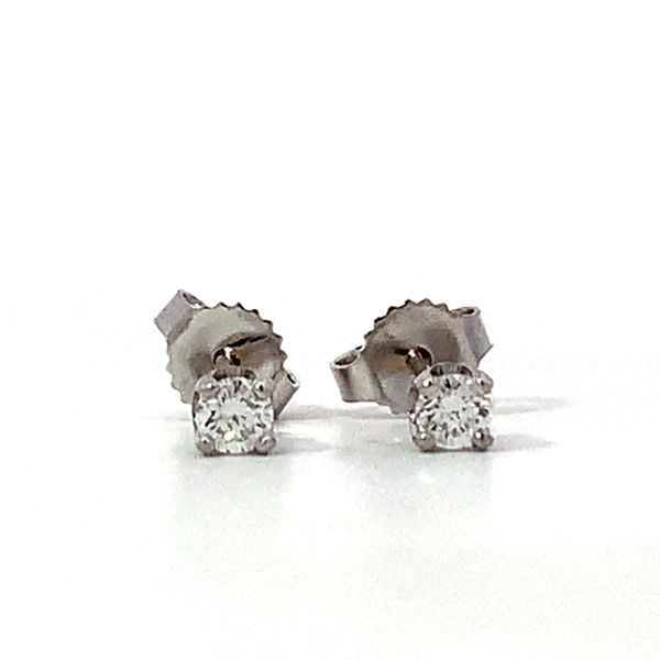 14 Karat White Gold Round Diamond 4 Prong Studs Saxons Fine Jewelers Bend, OR