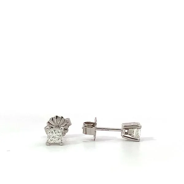 14 Karat White Gold Princess Cut Diamond Stud Single Image 2 Saxons Fine Jewelers Bend, OR