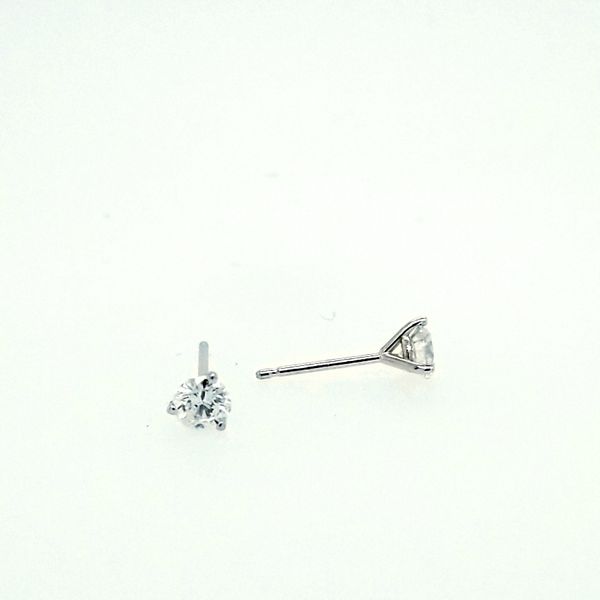 14 Karat White Gold 3 Prong Martini Diamond Stud Earrings Saxons Fine Jewelers Bend, OR