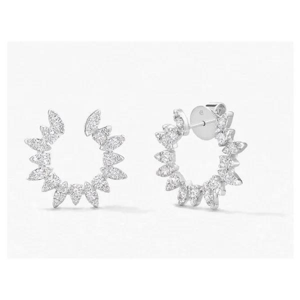 Hearts on Fire. 18 Karat White Gold Aerial Diamond Sunburst Wrap Earrings Saxons Fine Jewelers Bend, OR