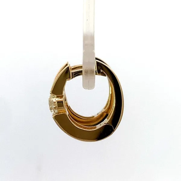 14 Karat Yellow Gold Wide Single Diamond Huggies Image 2 Saxons Fine Jewelers Bend, OR