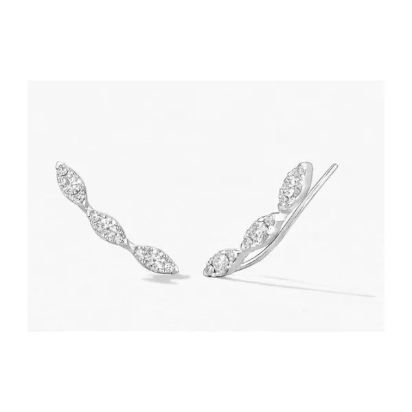 18K White Gold Diamond Aerial Marquise Ear Climbers Saxons Fine Jewelers Bend, OR